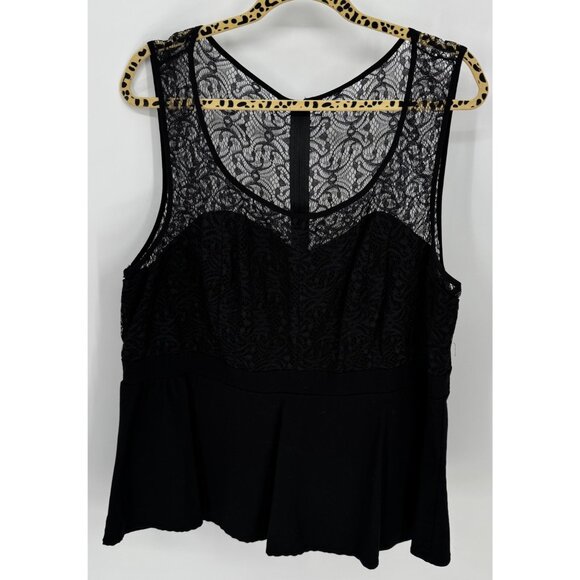Torrid Black Sleeveless Lace Peplum Top With Sheer Back & Zipper Closure - Picture 1 of 9
